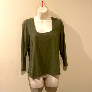Green Long Sleeve Banana Republic Outlet Timeless Tee T-Shirt Intemporel Medium